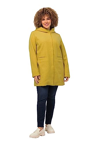 Ulla Popken Damska kurtka z kapturem Curly Wool, żółty, 50-52 duże rozmiary
