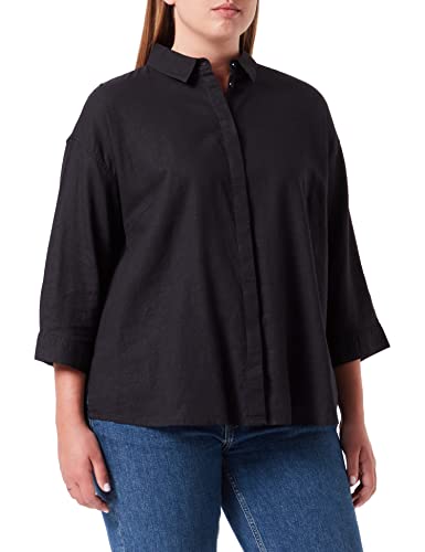 TOM TAILOR Damski bluzka lniana 1033401, 14482 - Deep Black, 48