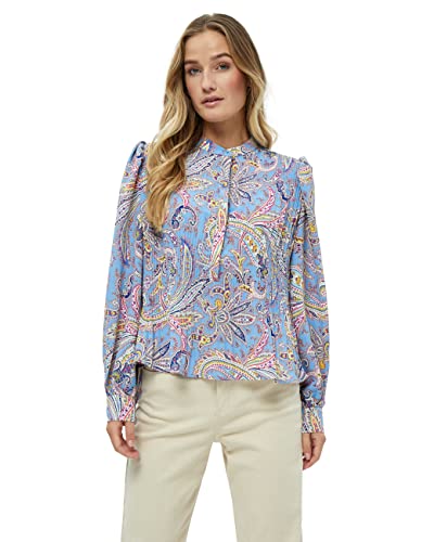 Peppercorn Damska bluzka Mitzi Plisse, Marina Blue Print, XS, Niebieski nadruk Marina, XS