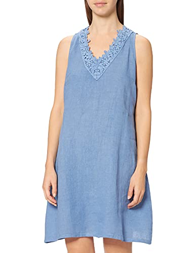 Bonamaison Damska sukienka bez rękawów z haftem na dekolcie w kształcie litery V, Blue Jean's, 36 PL