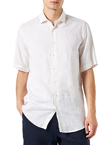 Seidensticker Męska koszula z krótkim rękawem, regularny krój, biała, rozmiar 48, biały, 48