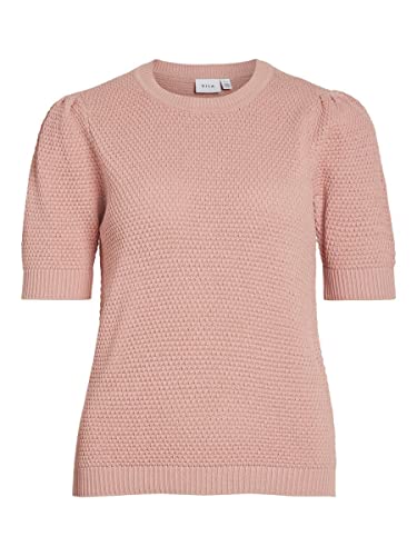 VIDALO O-Neck S/S Knit TOP/SU - NOOS, Misty Rose, S