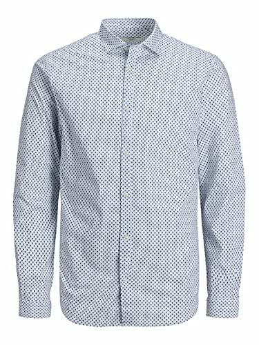 JACK & JONES Męska koszula Jprblablackpool Stretch Shirt L/S Noos, White/Fit: Slim Fit, S