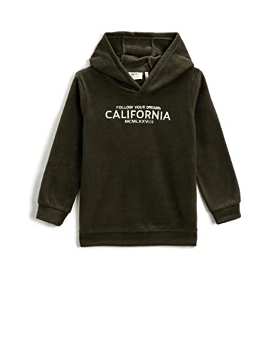 Koton Chłopięca bluza z kapturem z nadrukiem, khaki (886), 6-7 lat