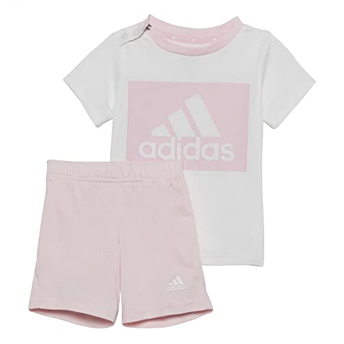 adidas Unisex Baby I BL T Set, Top: White/Clear Bottom: Clear PINK/White, 2-3A