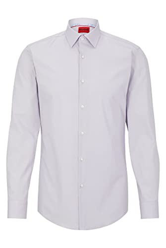 HUGO Męska koszula Koey Slim Fit z łatwej do prasowania bawełnianej popeliny, Light/Pastel Purple535, 44