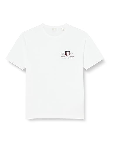 GANT Męski t-shirt Reg Archive Shield Emb Ss, biały, 4XL