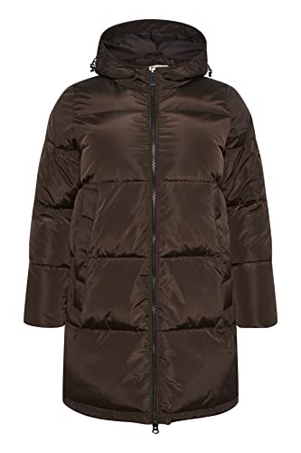 Cream Kaff Curve Damska Plus Size Puffer Kurtka Płaszcz Longline Bluza z kapturem, Java, 48