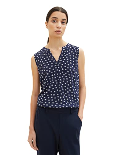 TOM TAILOR Damska 1037428 bluzka, 32705-Navy Dandelion Design, 38, 32705 - Navy Dandelion Design, 38