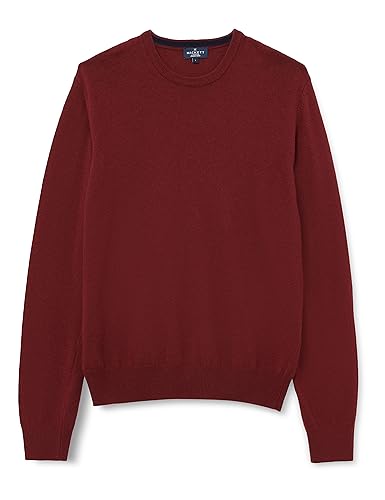 Hackett London Sweter męski Merino Cash Mix Crew, Czerwony (kasztanowy), M