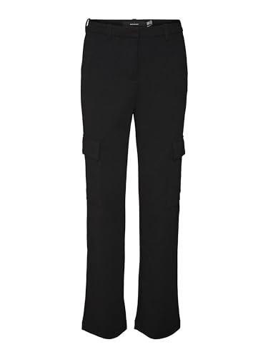 VERO MODA Damskie spodnie VMZAMIRA MR Straight Cargo Pant GA NOOS, czarne, M/32, Schwarz, (M) W / 32L