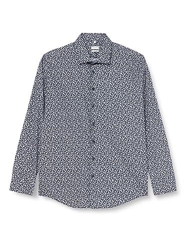 Seidensticker Męska koszula slim fit z długim rękawem, granatowy, 41