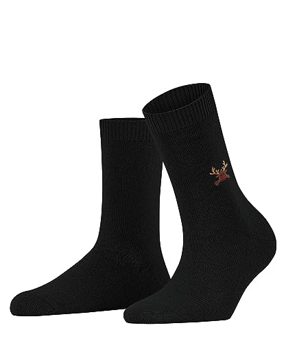 FALKE Cosy Wool Rudolph damskie skarpety wełniane kaszmir cienkie jednokolorowe 1 para, czarny (Black 3000), 42 EU
