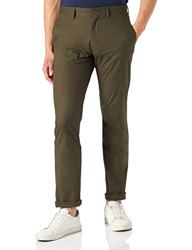 Tommy Hilfiger Denton Poplin Modern Chino Spodnie Męskie, Army Green, 34W / 34L
