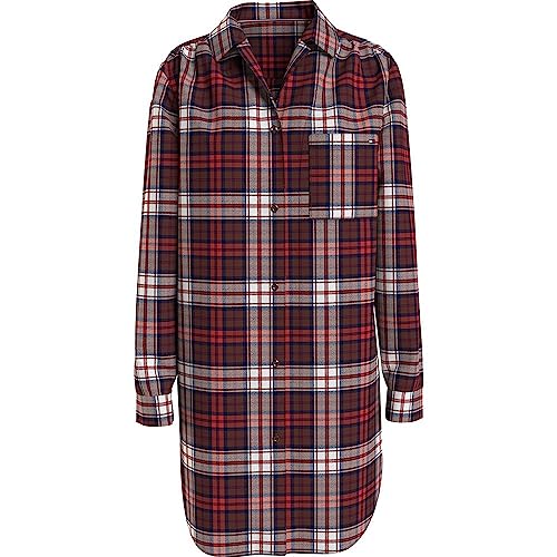 Tommy Hilfiger Koszula damska FL (EXT Sizes) koszule nocne, odzież damska w kratę czerwona, 46, odzież damska w kratę czerwona, 46