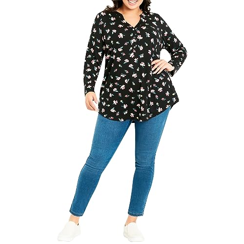 Evans Damska koszulka plus size z nadrukiem Jersey, Czarny, 42-Du?e rozmiary