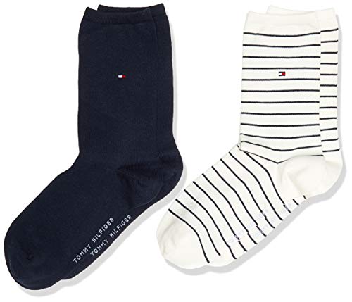 Tommy Hilfiger Skarpety damskie - małe paski (2-pak), białe, 39/42 (2 sztuki), Złamana biel, 74-77 EU