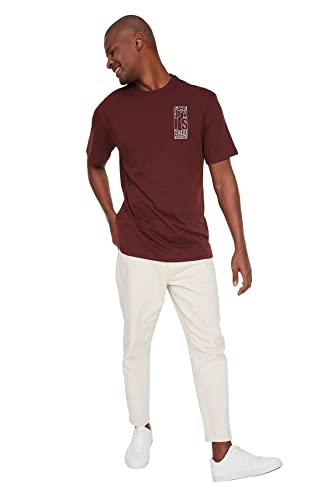 TRENDYOL Męski T-shirt MAN, burgundowy, M