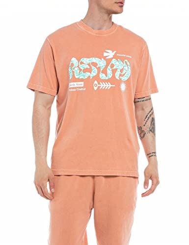 Replay Męski T-shirt M6587, 267 Pagoda RED, S, 267 Pagoda Red, S