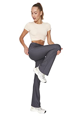 Trendyol Damskie legginsy sportowe z wysokim stanem, antracytowe, M, Antracyt, M