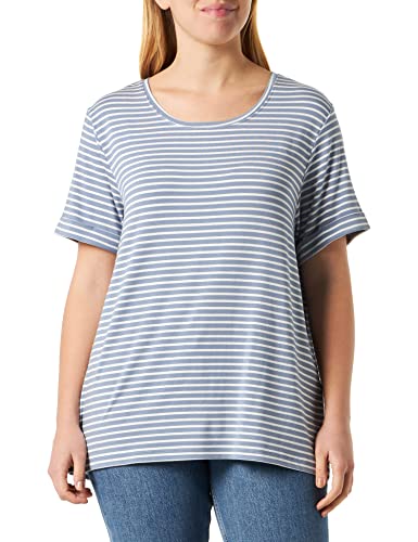 ONLY Carnanna SS Fold Up Tee JRS Noos T-Shirt damski, Cloud Dancer/Stripes:tempest, 42/44