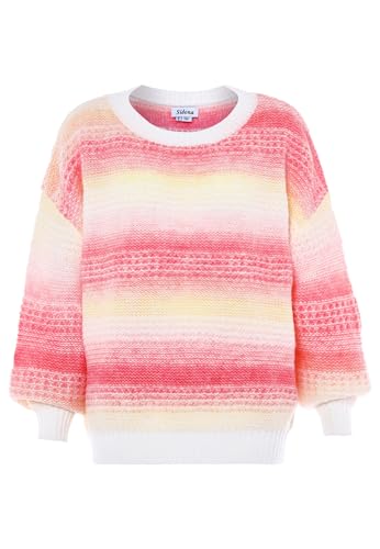 Sidona Damski sweter z dzianiny w paski z gradientem kolorów nylon różowy żółty wielokolorowy rozmiar XS/S, Różowy, żółty, wielokolorowy, XS