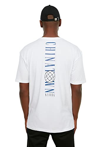 Trendyol Męski T-Shirt White Oversize Fit Bicycle Collar Short Sleeve Ba T-Shirt, L