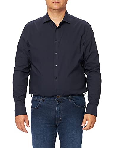 Seidensticker Męska koszula biznesowa – koszula bez prasowania o wąskim kroju – slim – długi rękaw – kołnierz kent – mieszanka bawełny, granatowy, 44