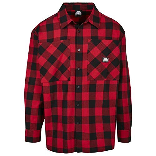 Southpole Męska koszula check flanelowa koszula w kratkę, dla mężczyzn, dostępna w 2 kolorach, rozmiary S - XXL, czerwony, M