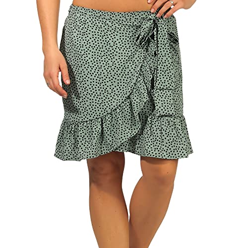 ONLY Damska spódnica Onlolivia Wrap Skirt WVN Noos, Chinois Green/Aop:black Spot, XS