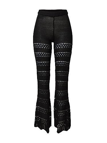 Urban Classics Damskie legginsy z dzianiny typu Flared Crochet Knit, czarny, XXL