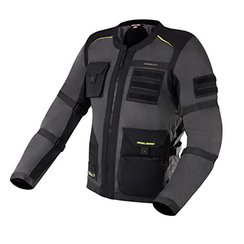 REBELHORN Brutale kurtka motocyklowa do dynamicznej jazdy w czasie upałów, kratka stalowa, łokcie, ochraniacze na ramiona i plecy, elementy odblaskowe, 6 kieszeni