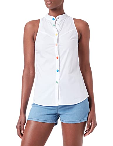 Love Moschino Damska koszula bez rękawów, rozciągliwa bawełniana popelina, optical white, 38