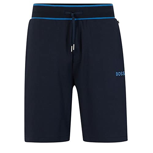BOSS Męskie szorty z mieszanki bawełny z wyszywanym logo, Dark Blue403, M