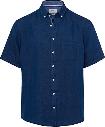 BRAX Męska koszula lniana Dan U AIRWASHED Linen z krótkim rękawem, SEA, XL, Sea, XL