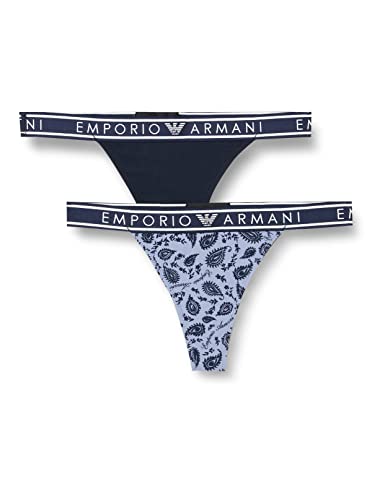 Emporio Armani bawełniane nadrukowane dla kobiet stringi Panties, Granatowy/Paisley Pr., XS