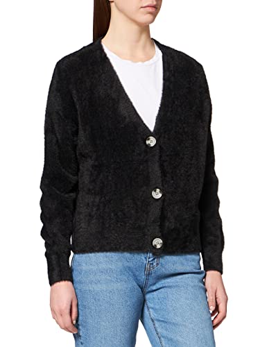 TOM TAILOR Denim Damski Kardigan z grubej dzianiny 1029344, 14482 - Deep Black, L