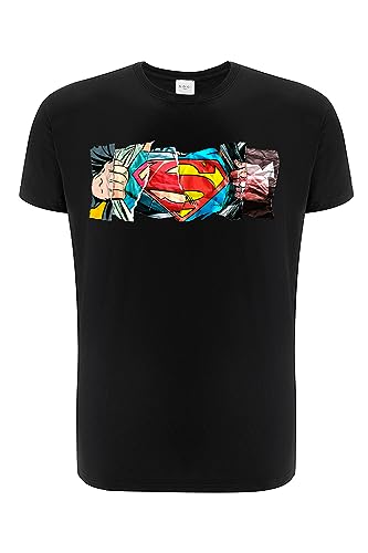 ERT GROUP oryginalny i oficjalnie licencjonowany DC czarny T-shirt męski Superman wzór 026, jednostronne drukowanie, rozmiar L, Superman 026 Czarny, L
