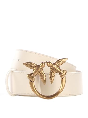 PINKO Damski pasek Love Berry Simply H4 Belt śruba, Z14q_biały antyczny złoty, S