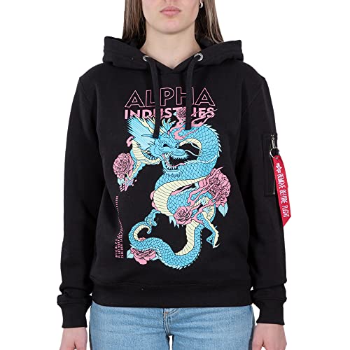ALPHA INDUSTRIES Damska bluza z kapturem Heritage Dragon, czarny, M