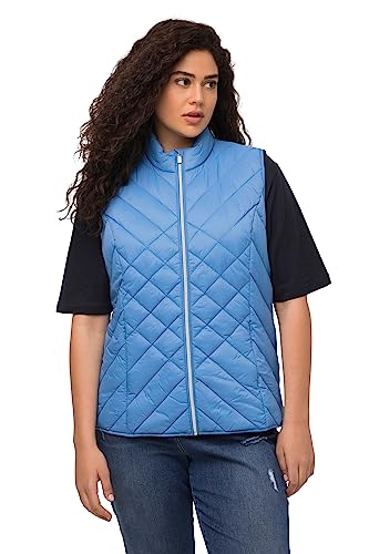 Ulla Popken Hyprar damska kamizelka pikowana, wodoodporna, stójka, kamizelka z recyklingu, Matowy niebieski, 62-64 duże rozmiary