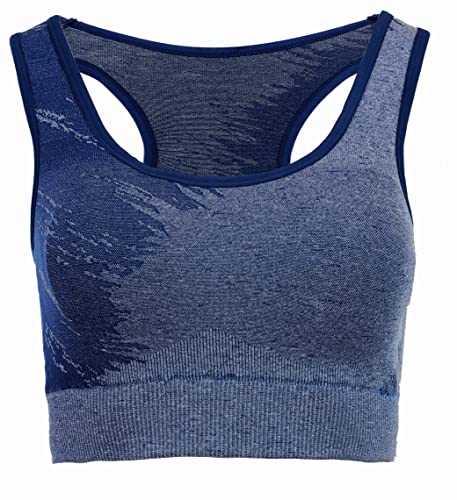 duParc Damski biustonosz Active Wear, Racerback, szybkoschnący, efekt melanżu, wyjmowane miseczki sportowe, niebieski, M