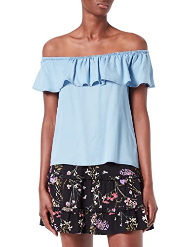 VERO MODA Damska bluza Vmmia Flounce Sl Top Ga Blouse, jasnoniebieski (light blue denim), M