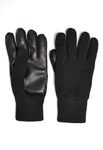 Urban Classics Unisex Synthetic Leather Knit Gloves rękawiczki, czarne, L/XL