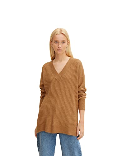 TOM TAILOR Denim Damski Sweter Longstyle 1033554, 30563 - Hay Beige Melange, L