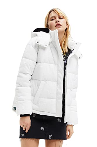 Desigual Damski wyściełany krótki płaszcz, biały, M