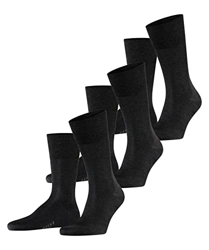 FALKE Mężczyźni Skarpety Tiago 3-Pack M SO Organiczna Bawełna jednokolorowe 3 Pak, Szary (Anthracite Melange 3095), 45-46