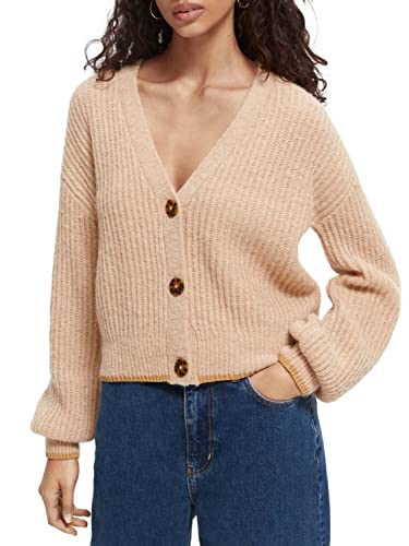 Scotch & Soda Maison Fuzzy Knitted Cardigan damska bluza, Camel Melange 0760, S, Camel Melange 0760, S