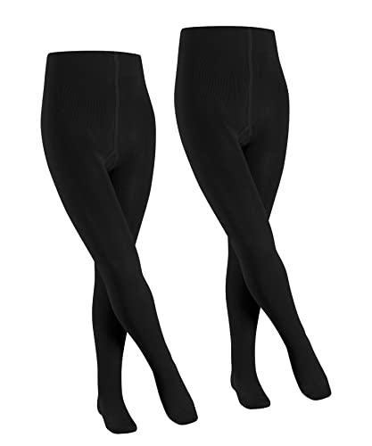 FALKE Uniseks - dzieci Rajstopy Family 2-Pack , Bawełna, 2 Pak, Czarny (Black 3000); 110-116 (3-6 lata)