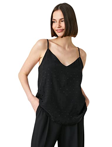 Koton Damski tank top bez rękawów w kropki, czarny (999), 42
